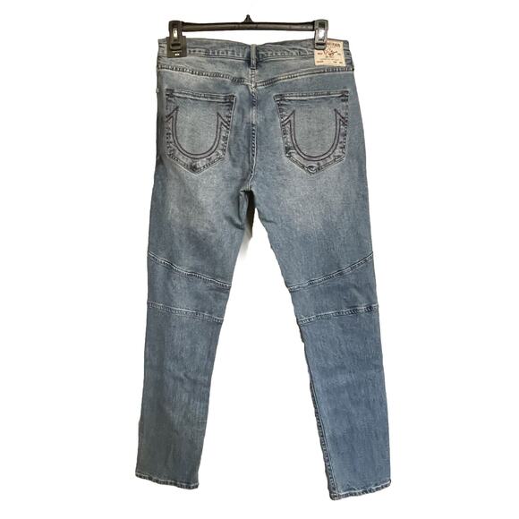 True Religion Rocco Jeans‎ Moto Ribbed Denim Relaxed Skinny Mens 34x32 New - Picture 2 of 9